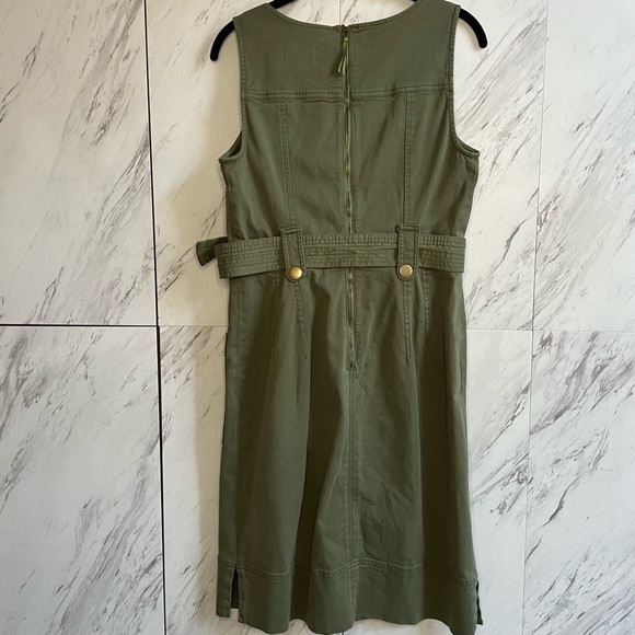 Anthropologie Maeve Oona Belted Safari Cargo Sheath Cotton Stretch Dress SZ 6 - Picture 7 of 9